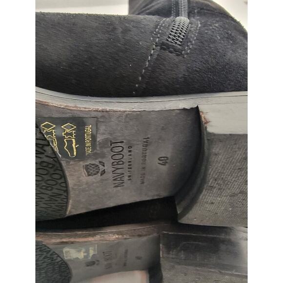 Navyboot Switzerland Over The Knee Boot Women 40 9 Black Suede Leather Tall - Picture 11 of 11